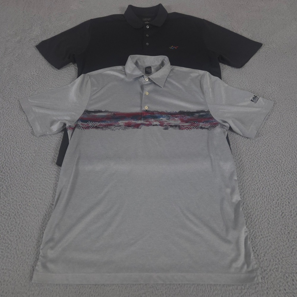 LOT OF 2 Greg Norman Polo Shirt Mens L Multi Play Dry ML75 Microlux Performance